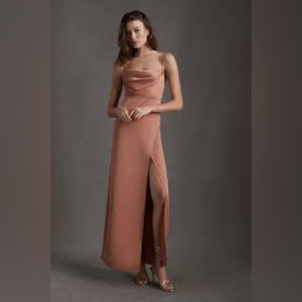 BHLDN REMY COWL-NECK FAUX-WRAP SATIN GOWN, NWT, Size 4